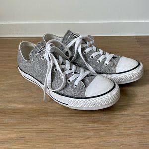 Converse All Star Metallic Silver/Gray Sneakers Lace up Size 7